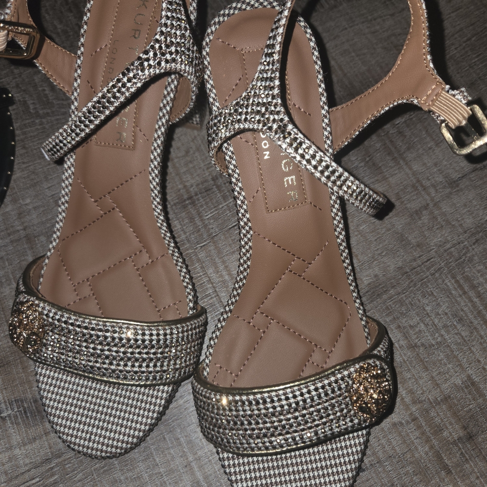 Kurt Geiger Black and White Houndstooth Sandals